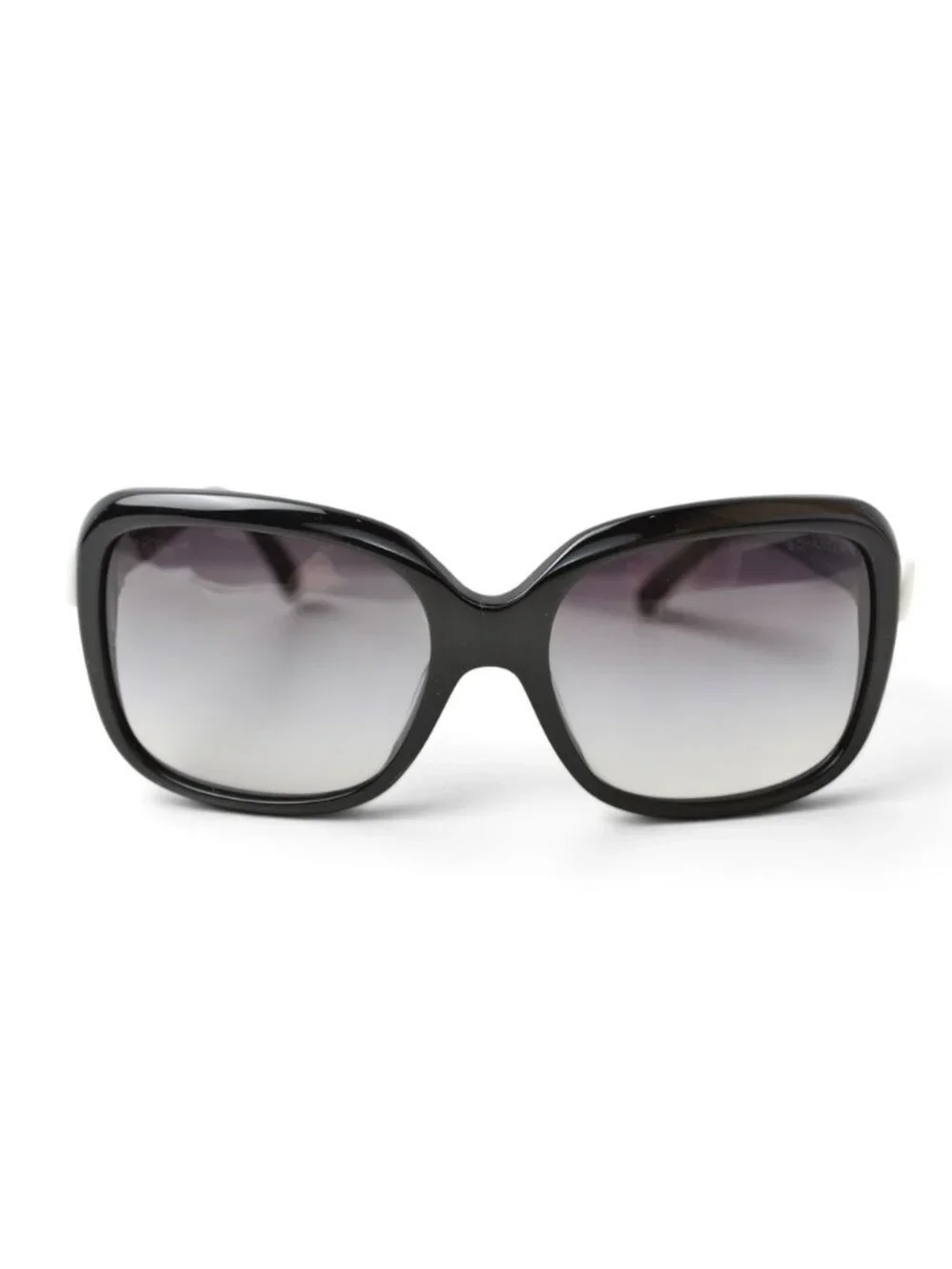 Chanel Sunglasses Eyewear CC Logo Ribbon Motif White Black Acetate